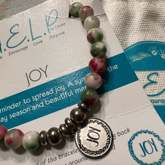 TJazzelle Jewelry - T Janelle HELP Joy Beaded Bracelet - Red, Green, White Swirl Christmas